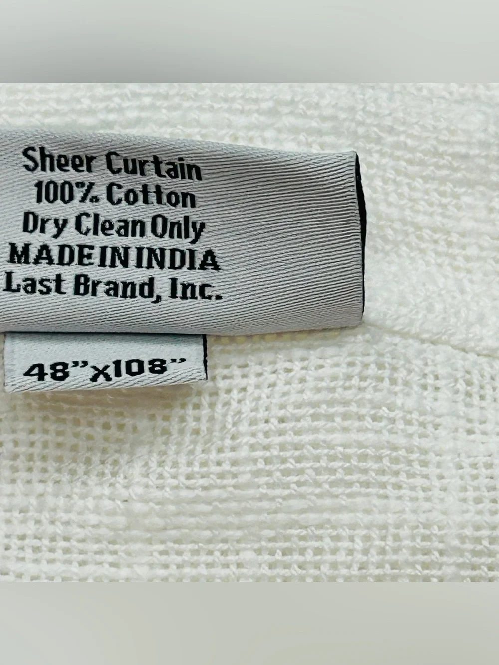 QUINCE Set Of 2 48x108 Cotton Sheer Curtains White 9735